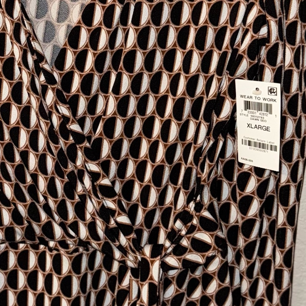 INC International Concepts Black and Cream Wrap Blouse - Picture 3 of 3